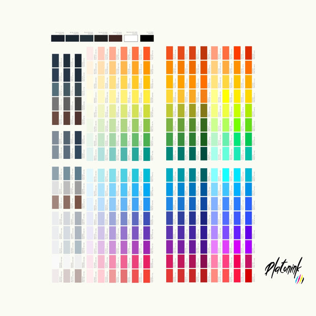 Platonink DTF Color Chart